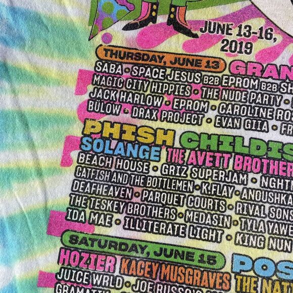Bonnaroo Shirt Mens Extra Large Tie Dyed 2019 Music Festival Phish Post Malone - Picture 9 of 11